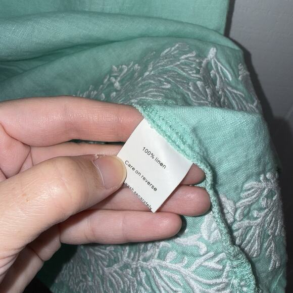 HIHO Tortola BVI Women’s 100% Linen Embroidered Tunic Top Beachy Teal Size Small - Picture 5 of 5